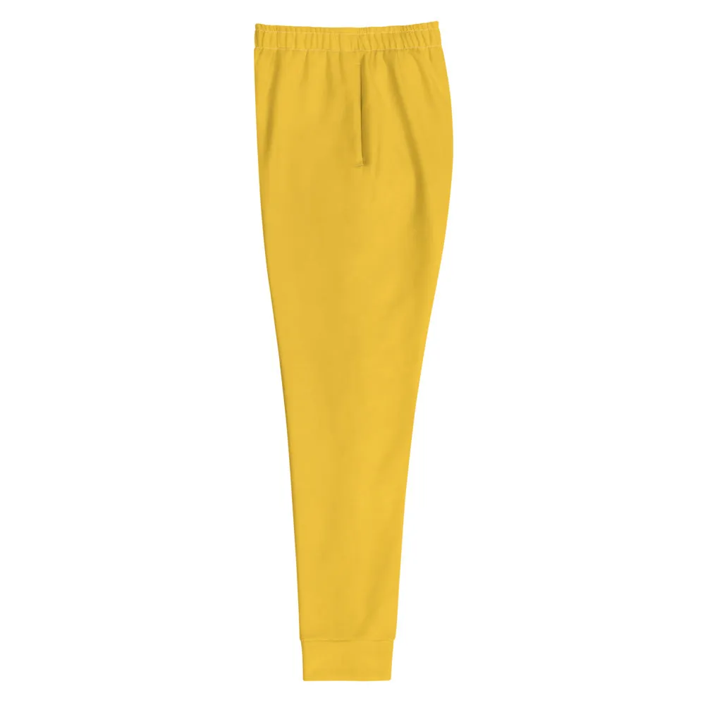 Lemon Yellow Women's Joggers, Solid Color Premium Slim Fit Soft Sweatpants-Made in EU