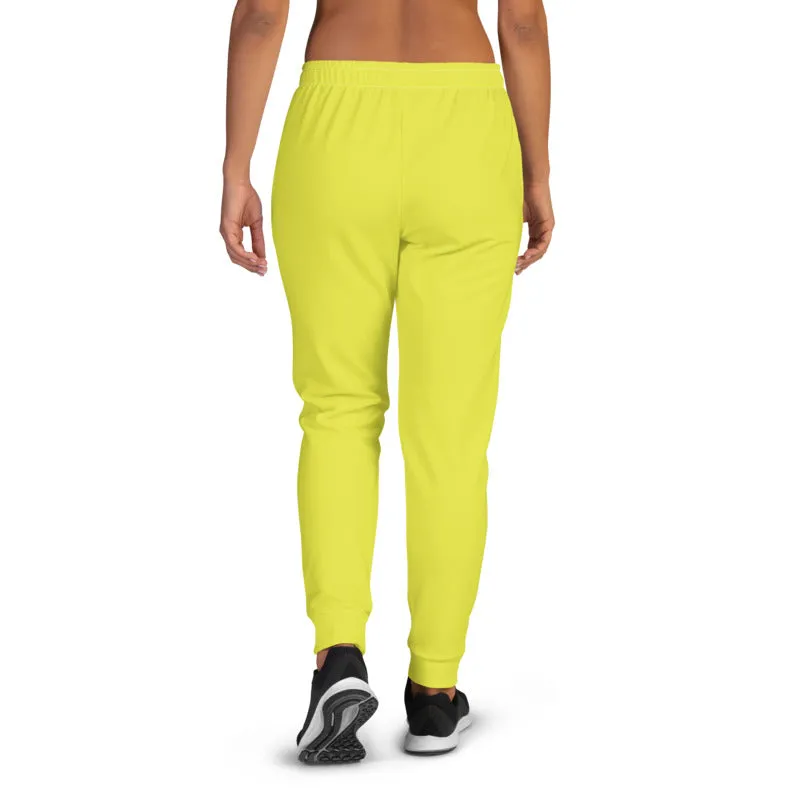 Lemonade Yellow Women's Joggers, Solid Color Premium Slim Fit Sweatpants-Made in EU