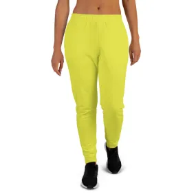 Lemonade Yellow Women's Joggers, Solid Color Premium Slim Fit Sweatpants-Made in EU