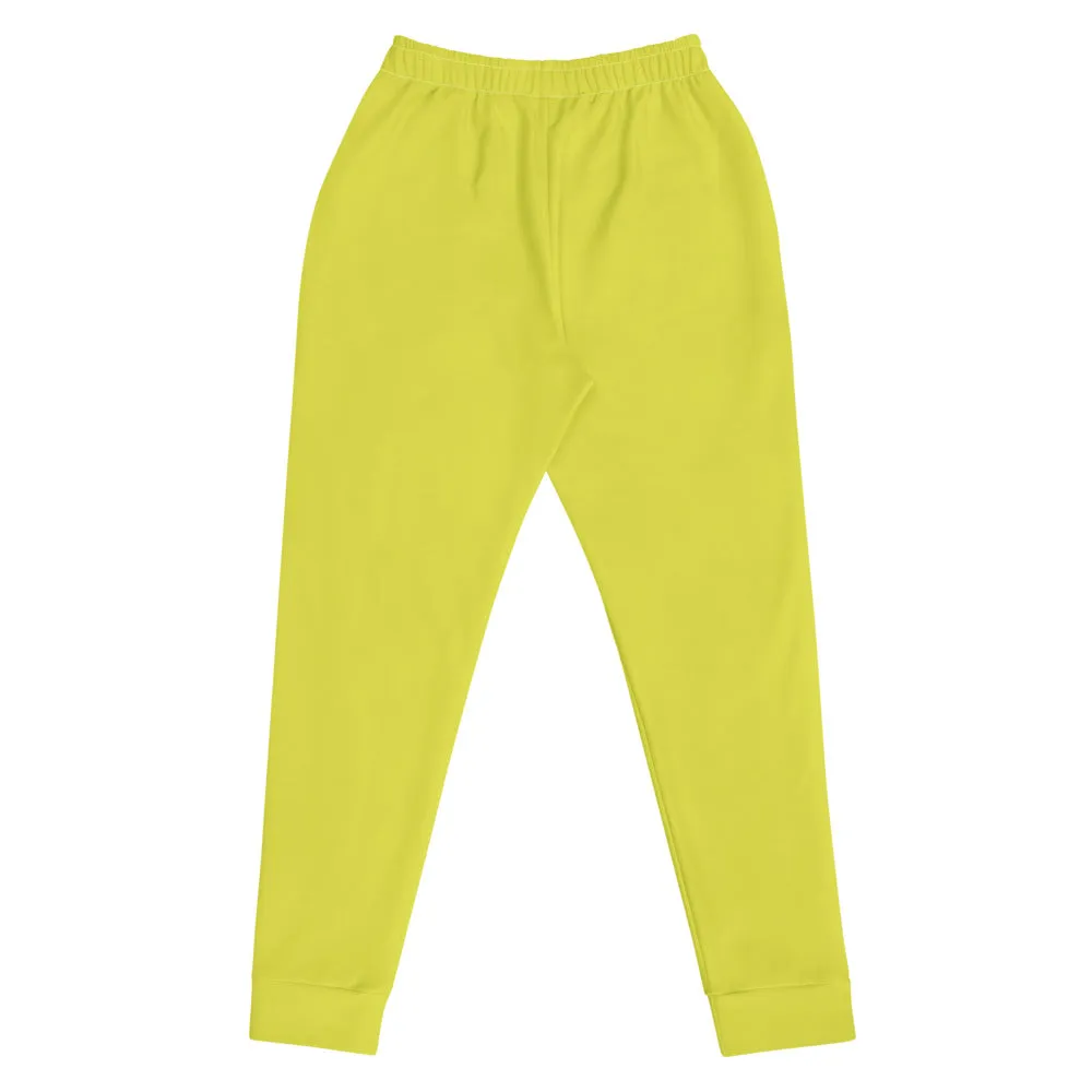 Lemonade Yellow Women's Joggers, Solid Color Premium Slim Fit Sweatpants-Made in EU