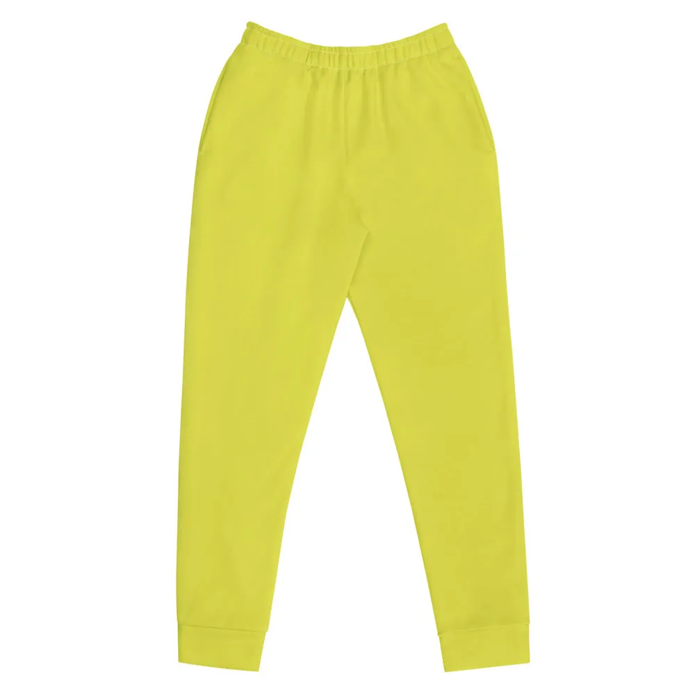 Lemonade Yellow Women's Joggers, Solid Color Premium Slim Fit Sweatpants-Made in EU