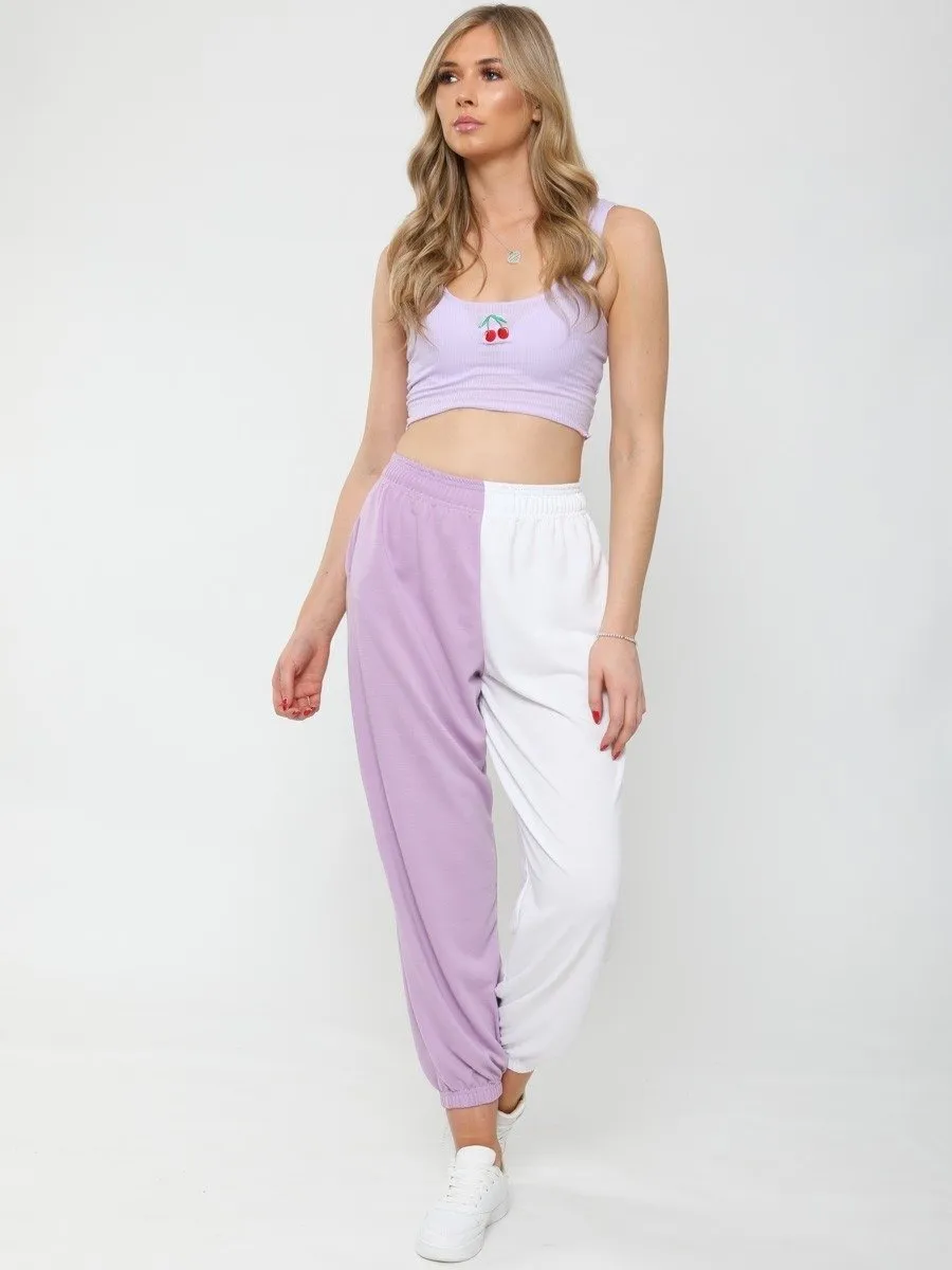 Lilac Purple Two Tone Oversized Joggers