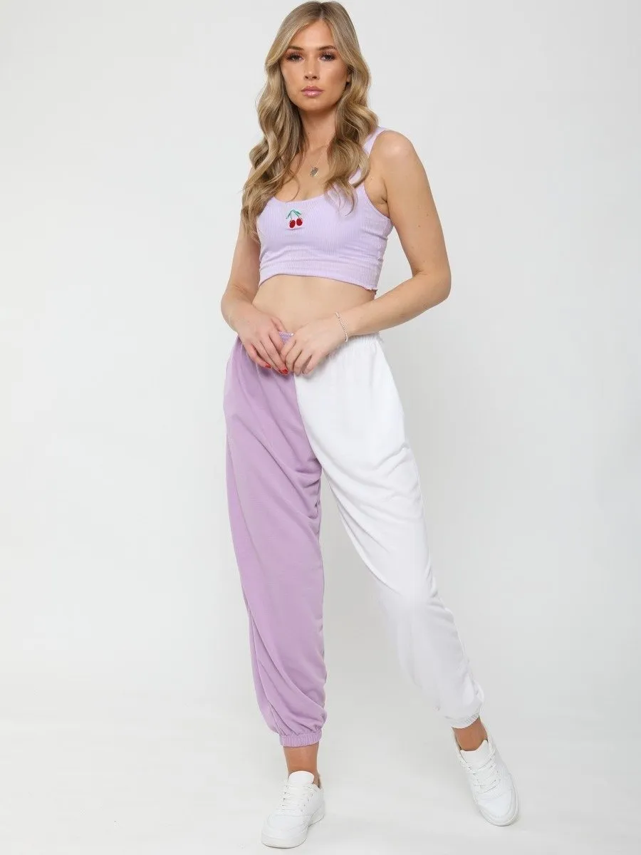 Lilac Purple Two Tone Oversized Joggers