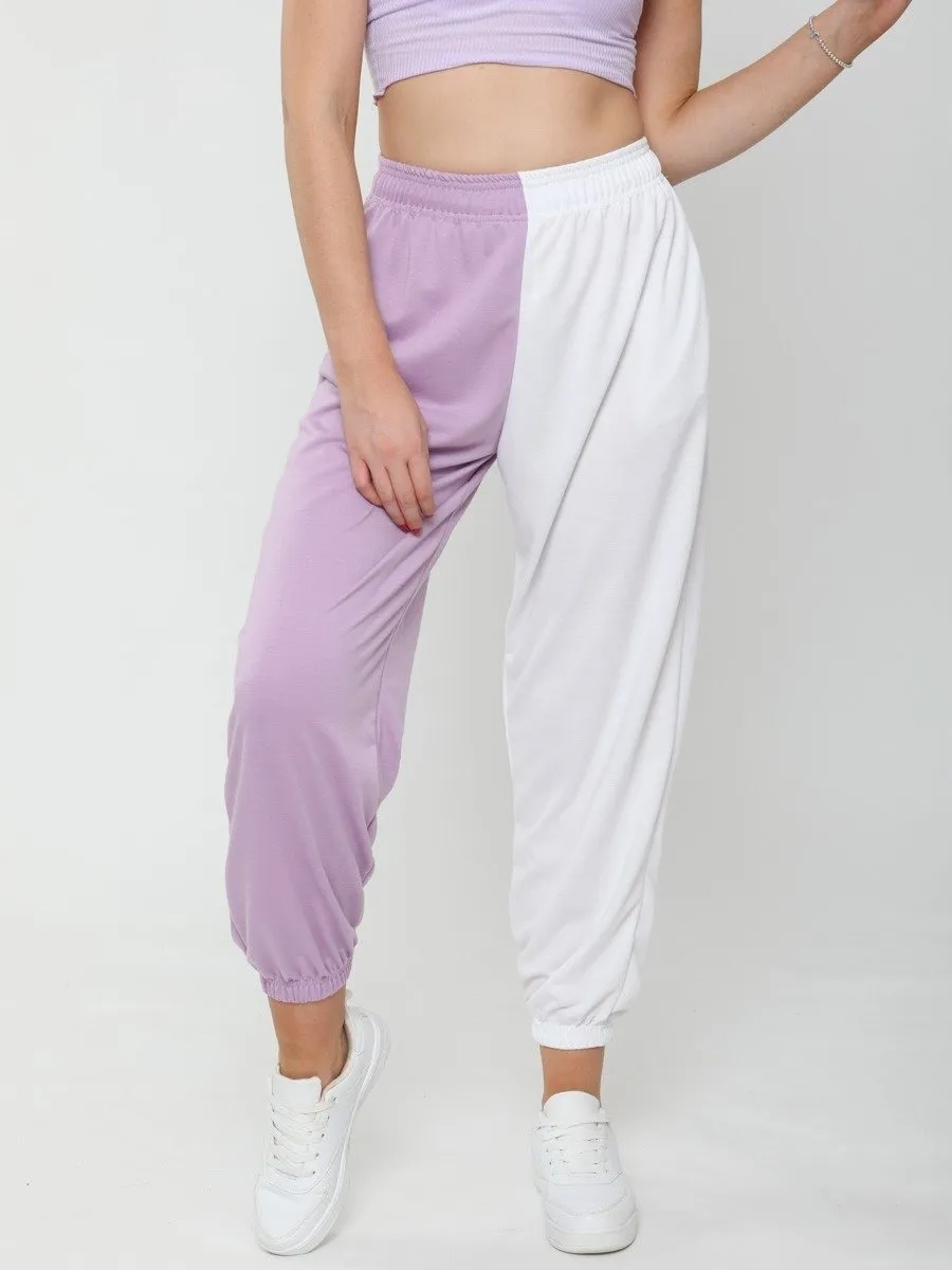 Lilac Purple Two Tone Oversized Joggers