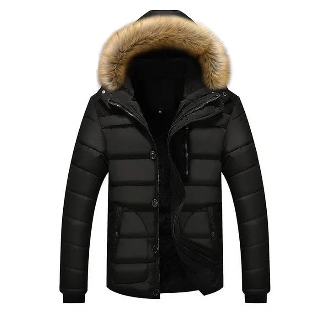 Male Parkas Casual Thick Outwear Hooded Fleece Jackets