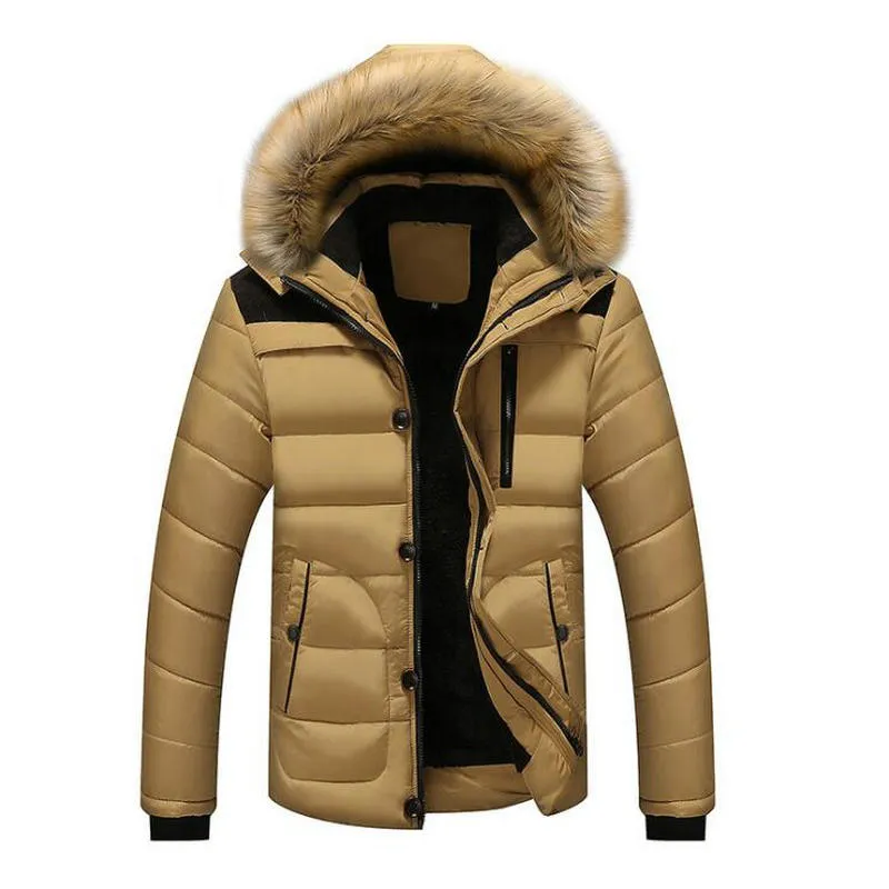 Male Parkas Casual Thick Outwear Hooded Fleece Jackets