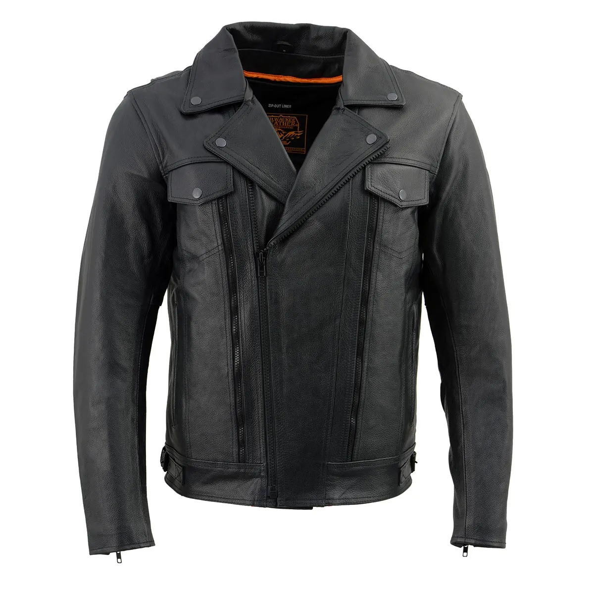 Milwaukee Leather LKM1760 Men's Black Leather Motorcycle Riders Jacket