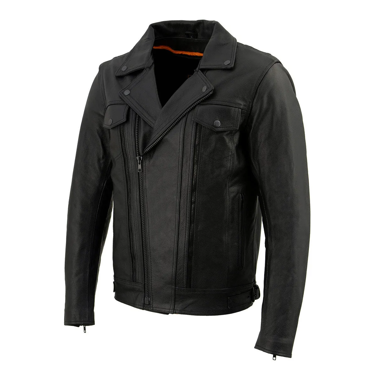 Milwaukee Leather LKM1760 Men's Black Leather Motorcycle Riders Jacket