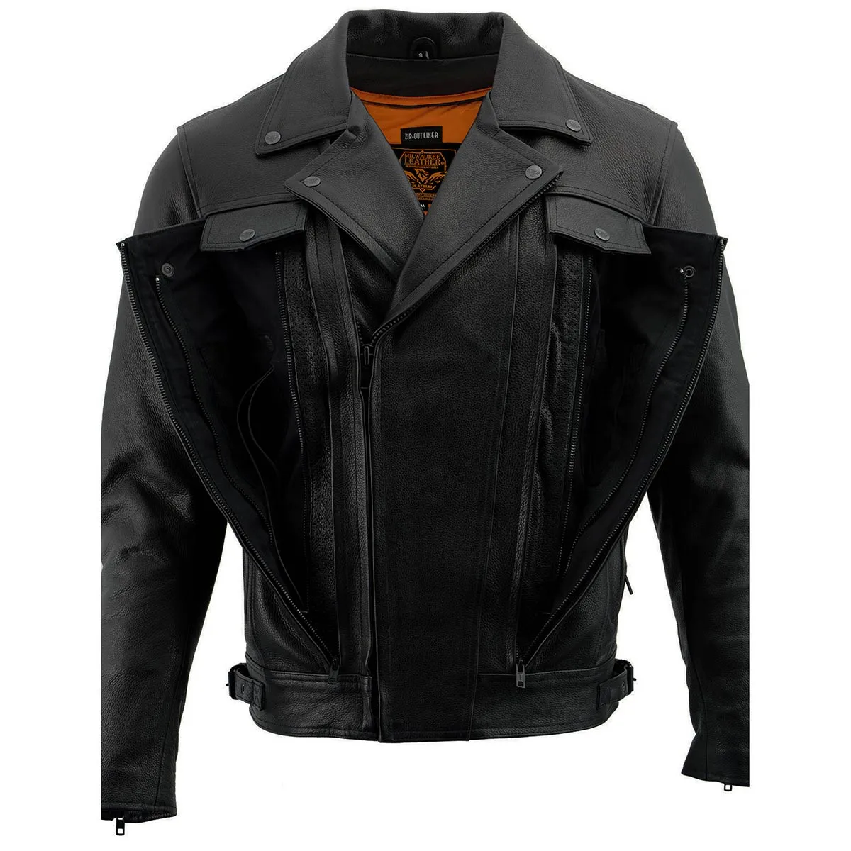 Milwaukee Leather LKM1760 Men's Black Leather Motorcycle Riders Jacket