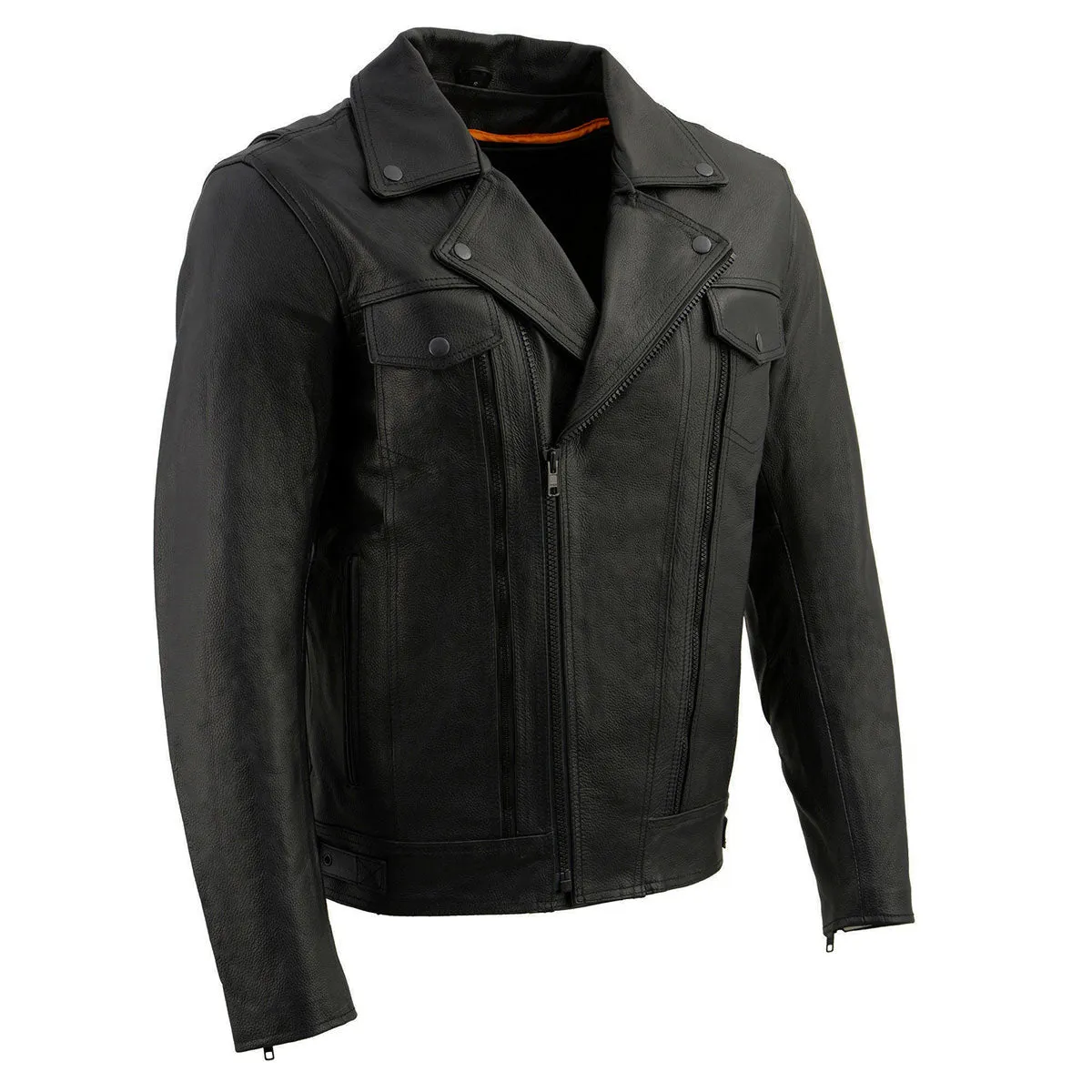 Milwaukee Leather LKM1760 Men's Black Leather Motorcycle Riders Jacket