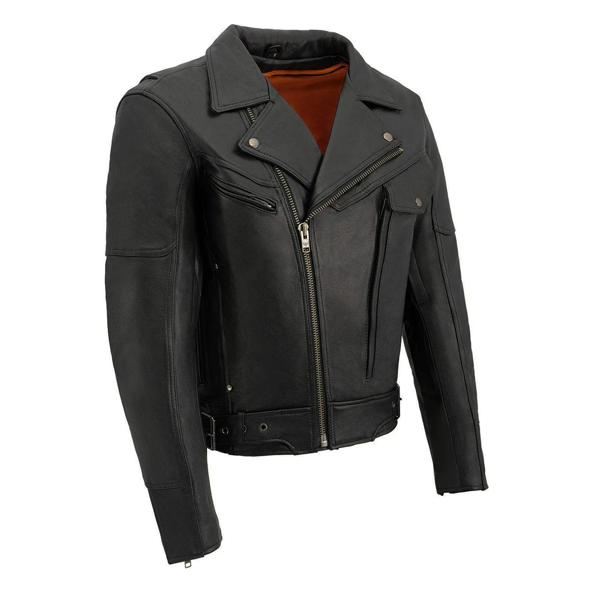 Milwaukee Leather MLM1570 Men’s Black Premium Cowhide Leather Utility Pocket Motorcycle Jacket