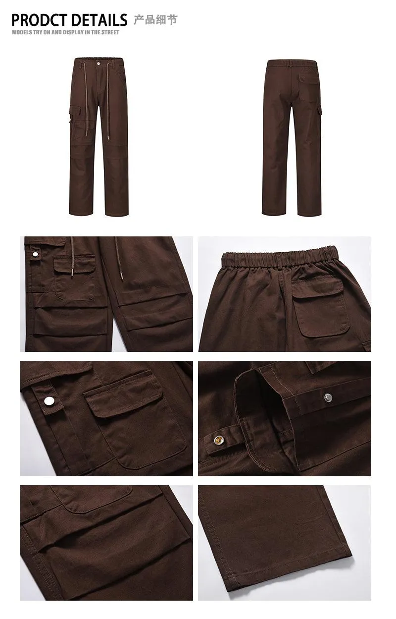 Multi-pocket Straight-leg Cargo Pants