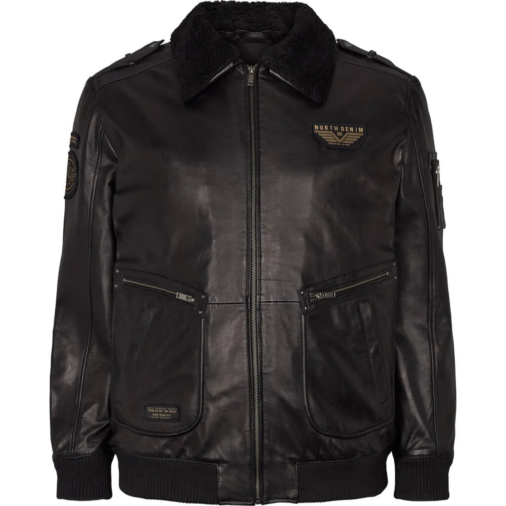 North 56.4 Leather Bomber Jacket 23318B K