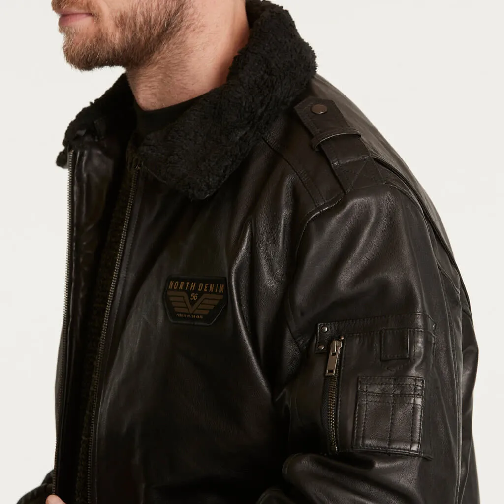 North 56.4 Leather Bomber Jacket 23318B K