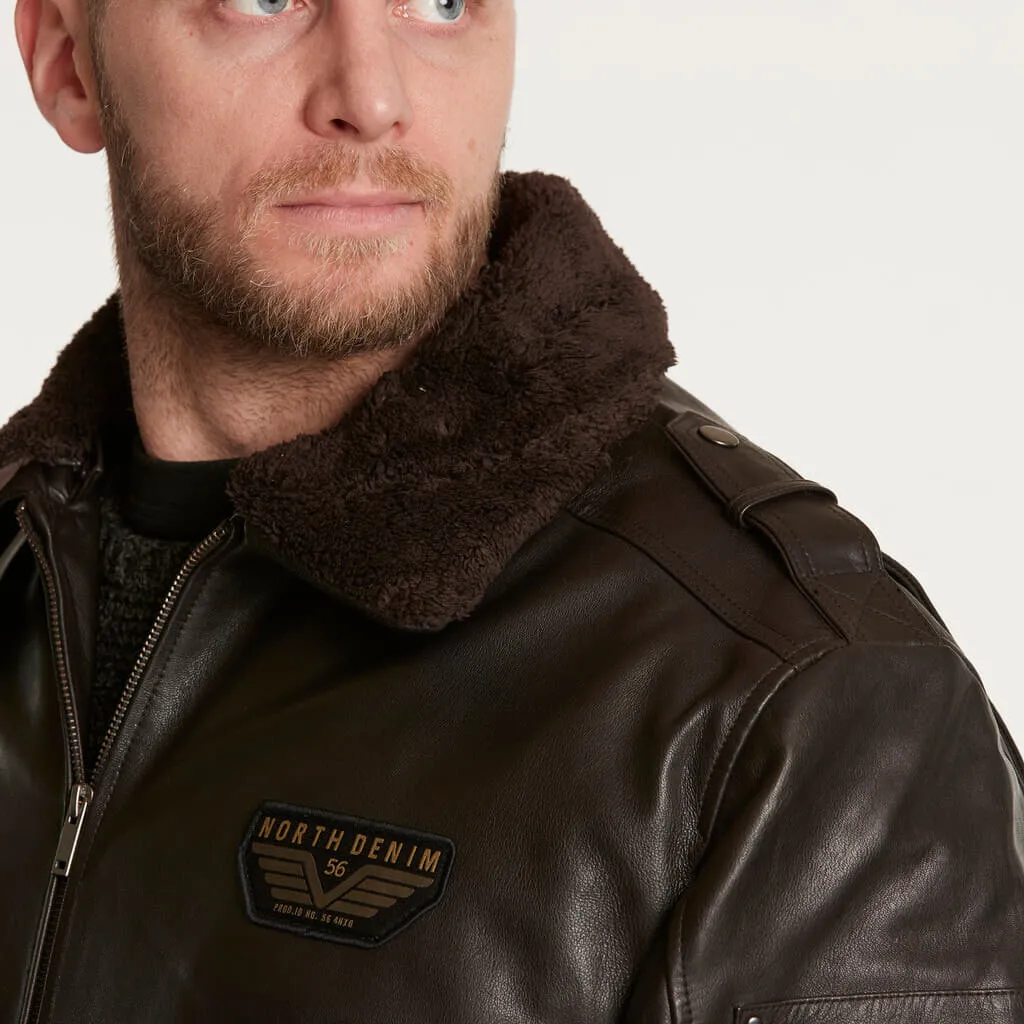 North 56.4 Leather Bomber Jacket 23318B K