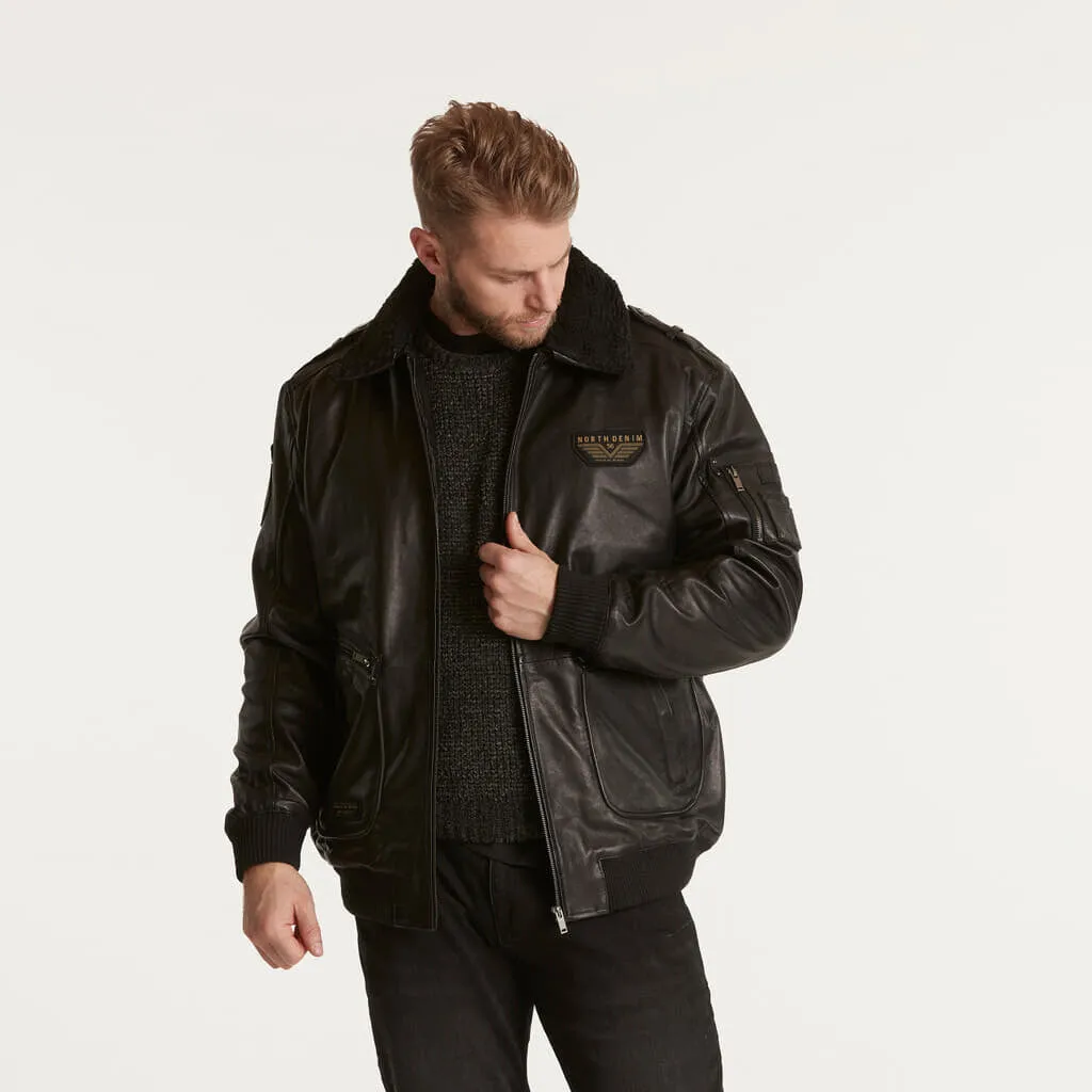 North 56.4 Leather Bomber Jacket 23318B K