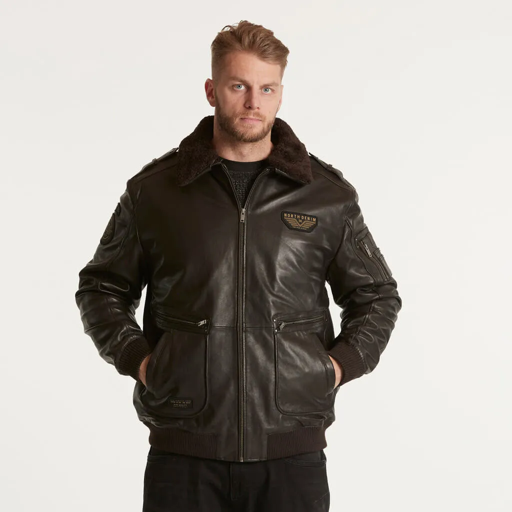 North 56.4 Leather Bomber Jacket 23318B K