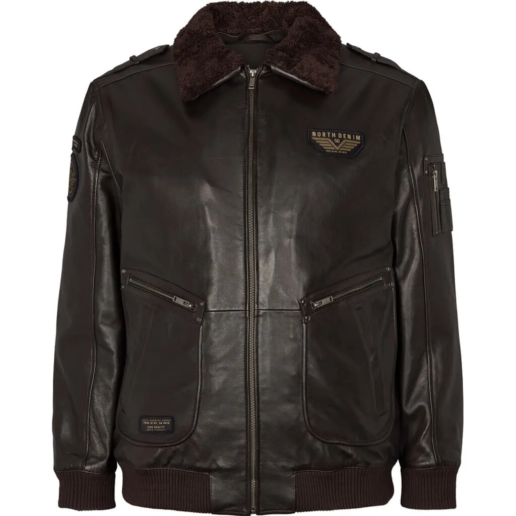 North 56.4 Leather Bomber Jacket 23318B K