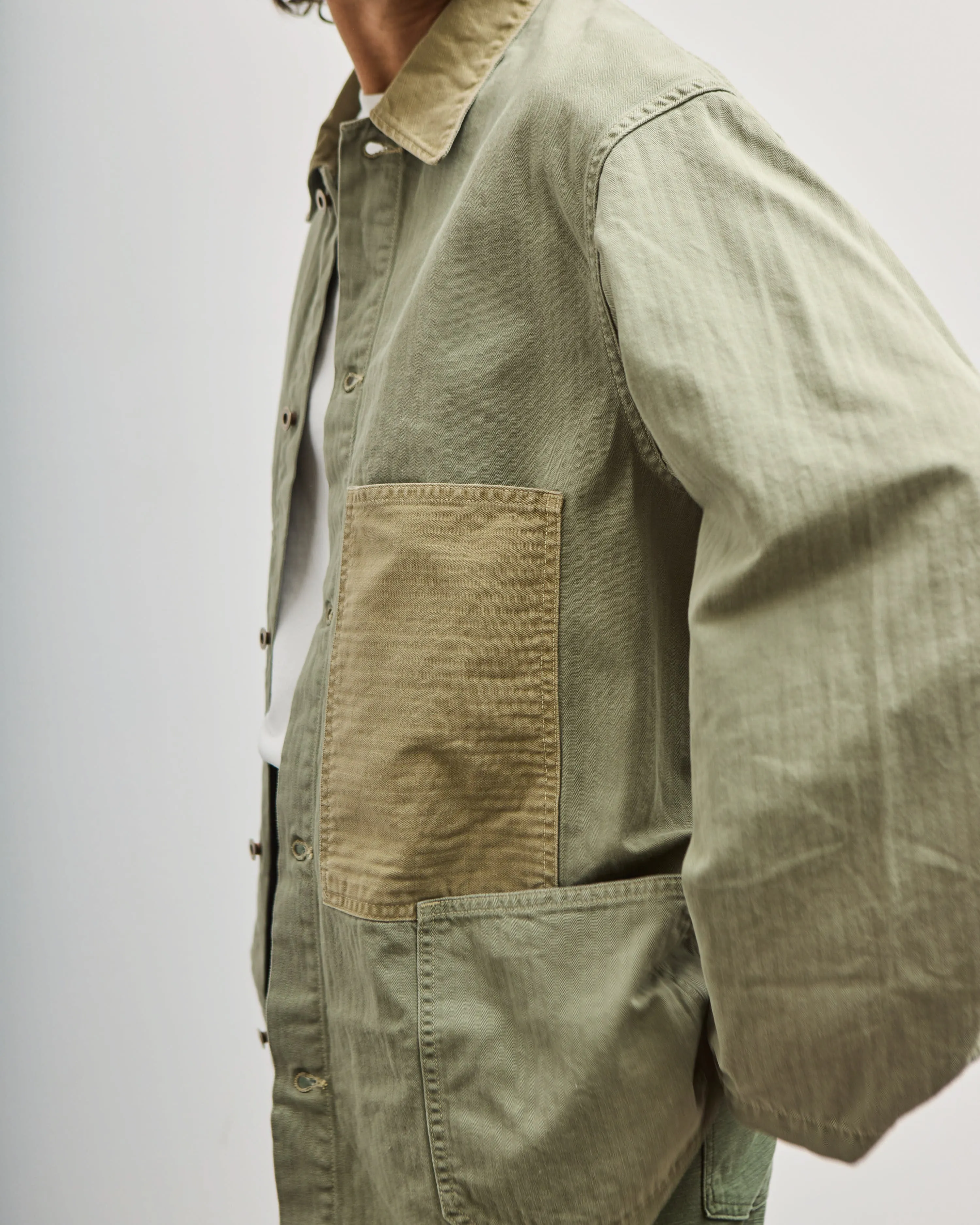 orSlow Utility Coverall, Green Herringbone