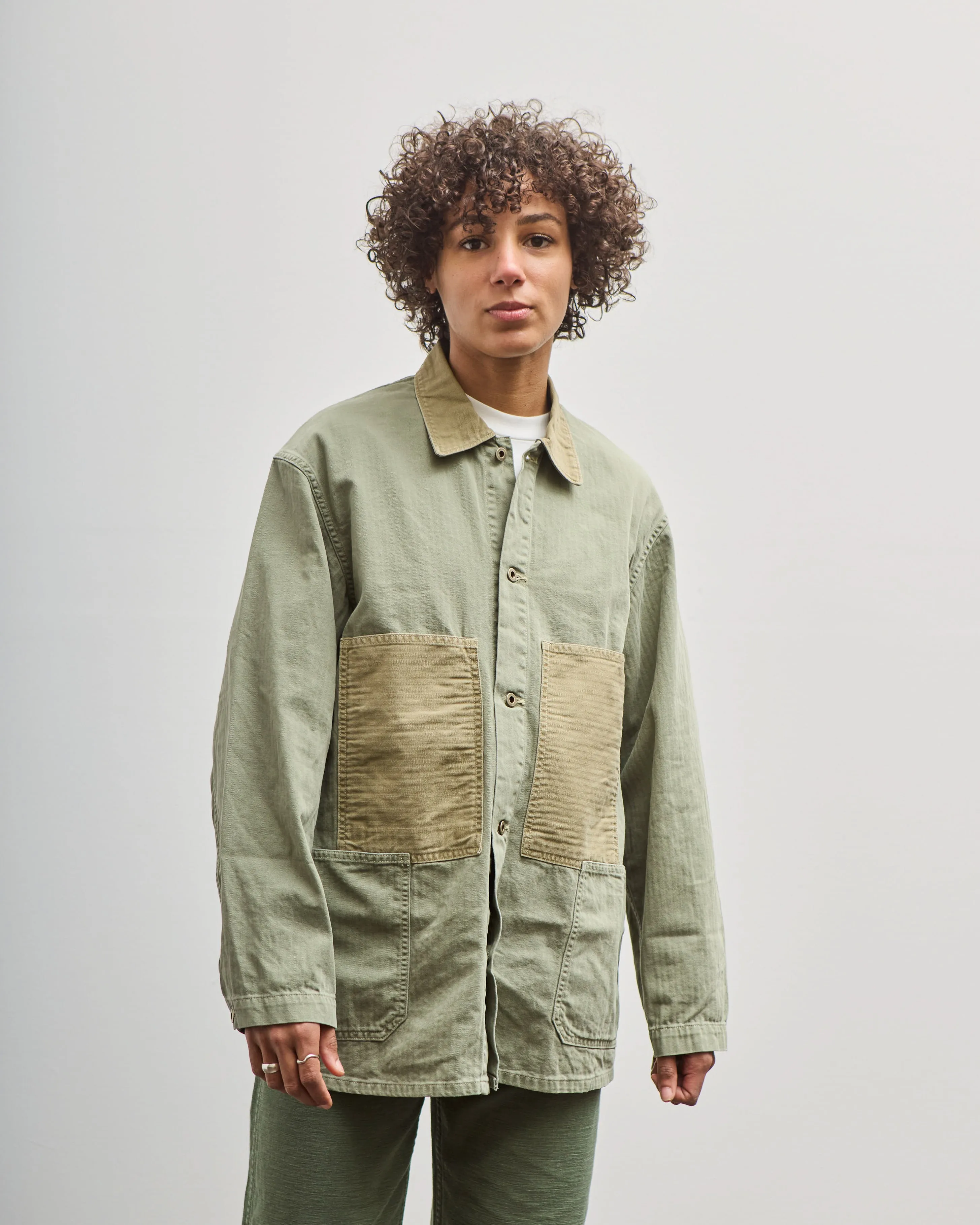 orSlow Utility Coverall, Green Herringbone