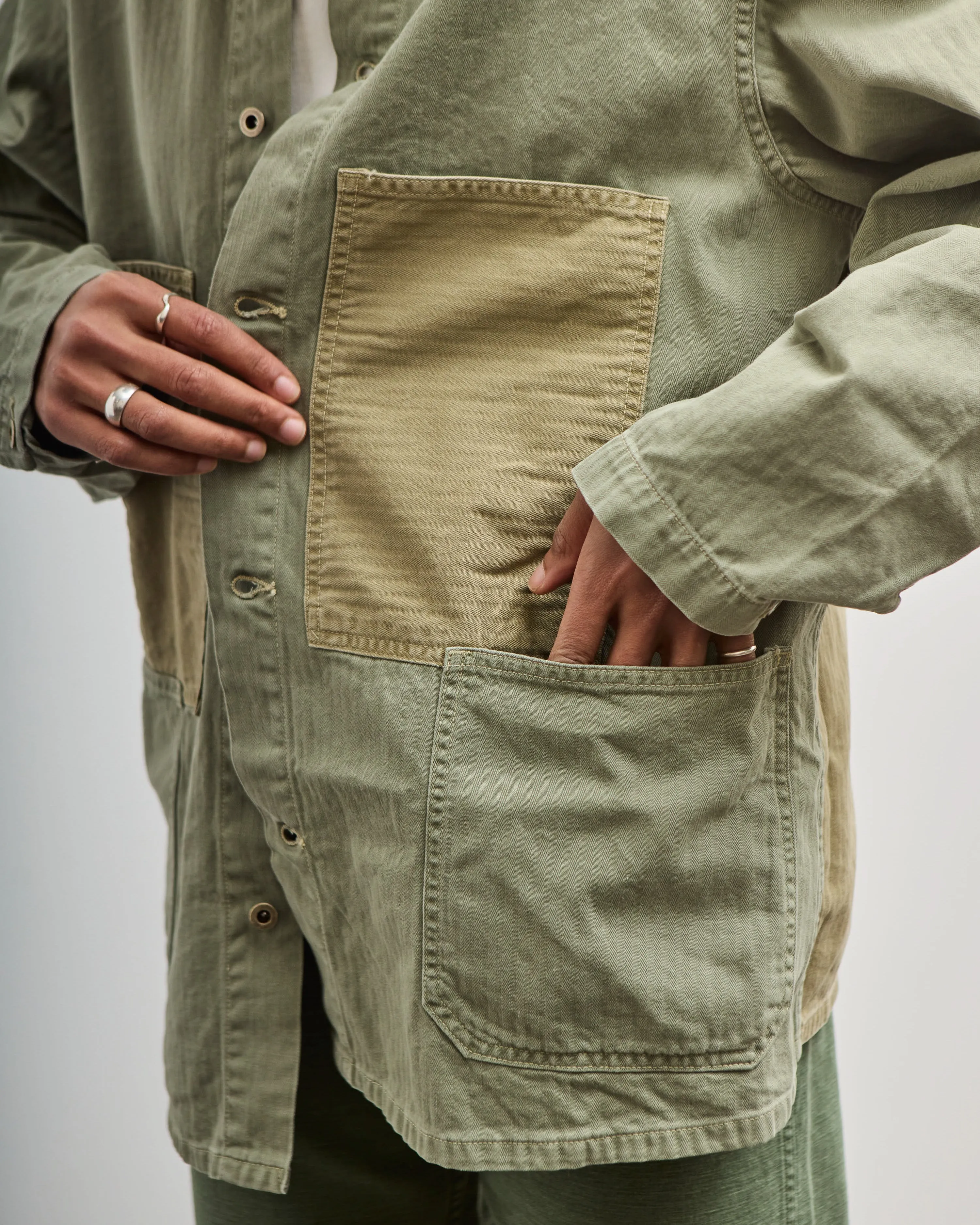 orSlow Utility Coverall, Green Herringbone