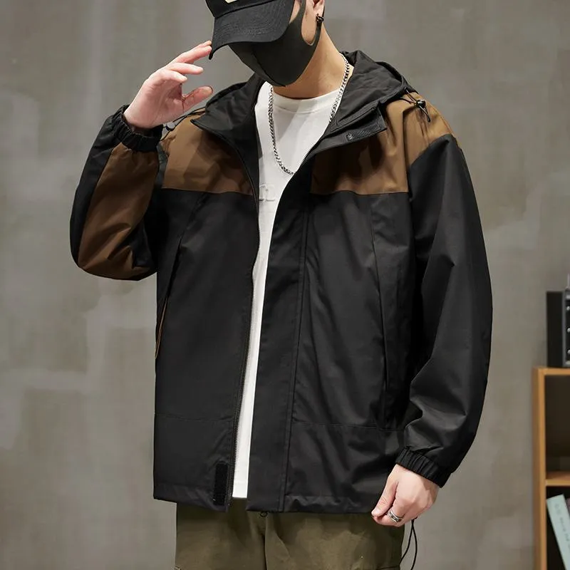 Outdoor Stain-Resistant Full Zip Raincoat Hooded Jacket