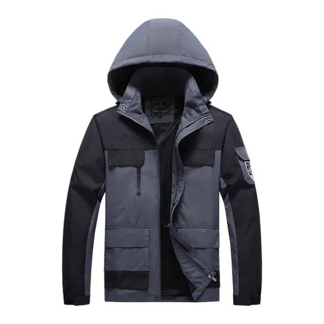 Plus Size 7XL 8XL Summer Jacket Men Hooded Thin Outerwear Coats Multi Pockets Breathable Mountain Climbing Windbreakers Jackets