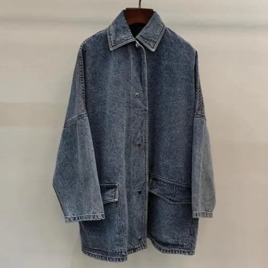 Pre Order:  Large Cotton Drop Shoulder Retro Denim Jacket