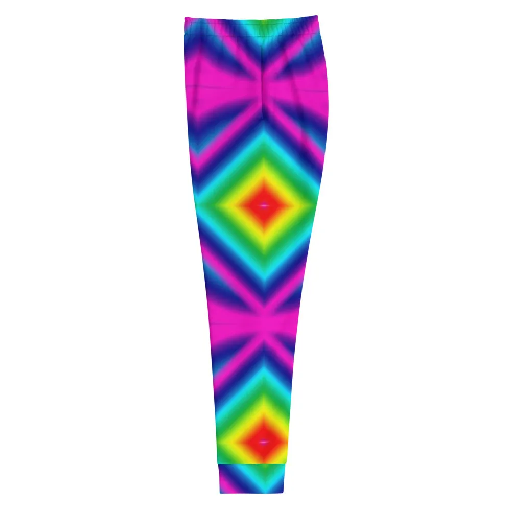 Rainbow Chevron Women's Joggers, Colorful Gay Pride Rave Sweatpants Soft Pants-Made in EU