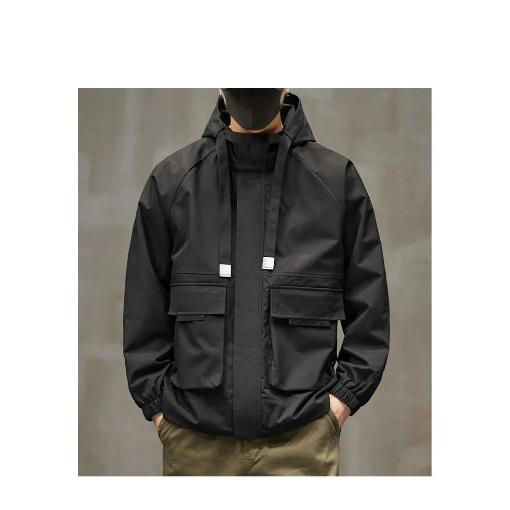 Raincoat Bellows Pocket Hooded Utility Jacket