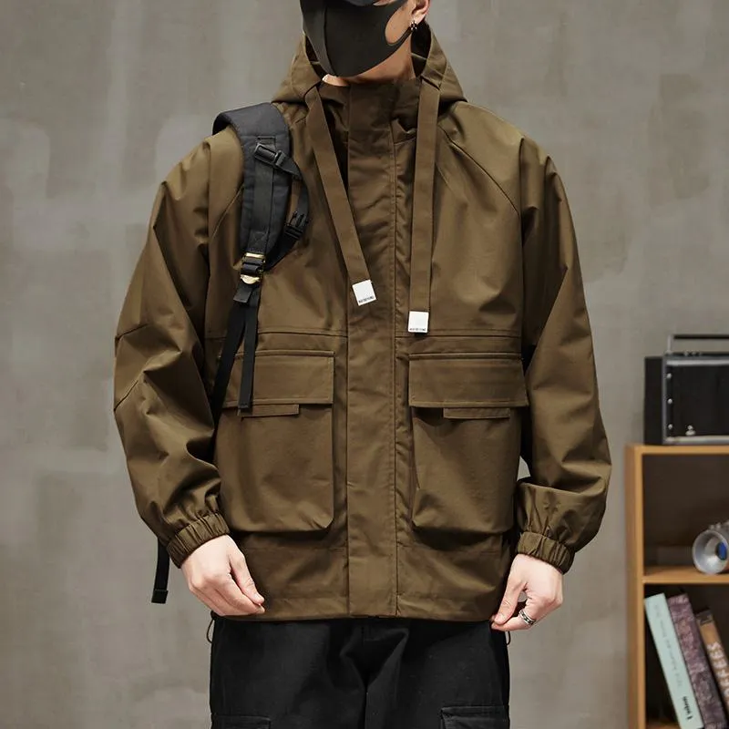 Raincoat Bellows Pocket Hooded Utility Jacket