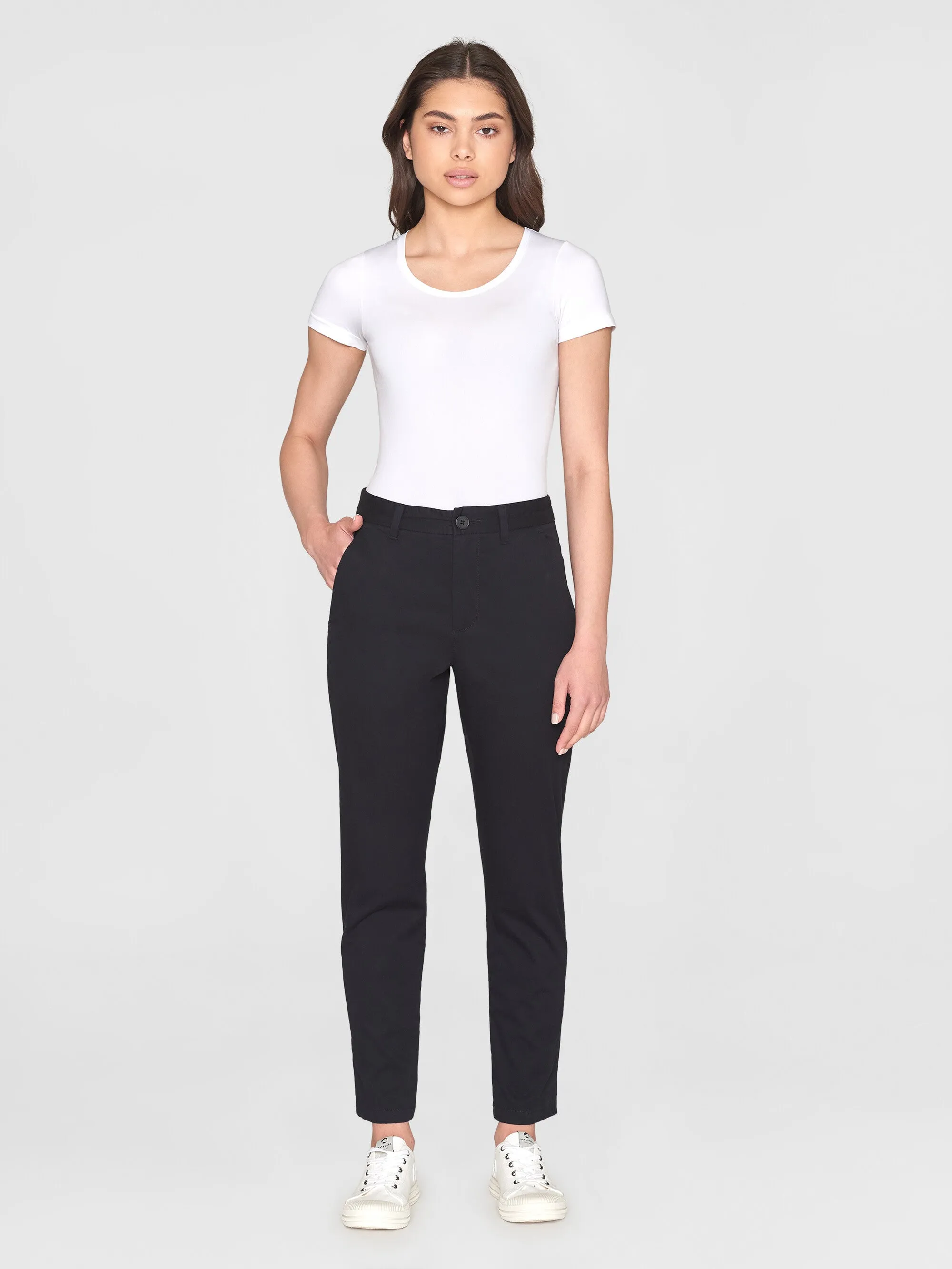 WILLOW regular cropped poplin chino - Black Jet