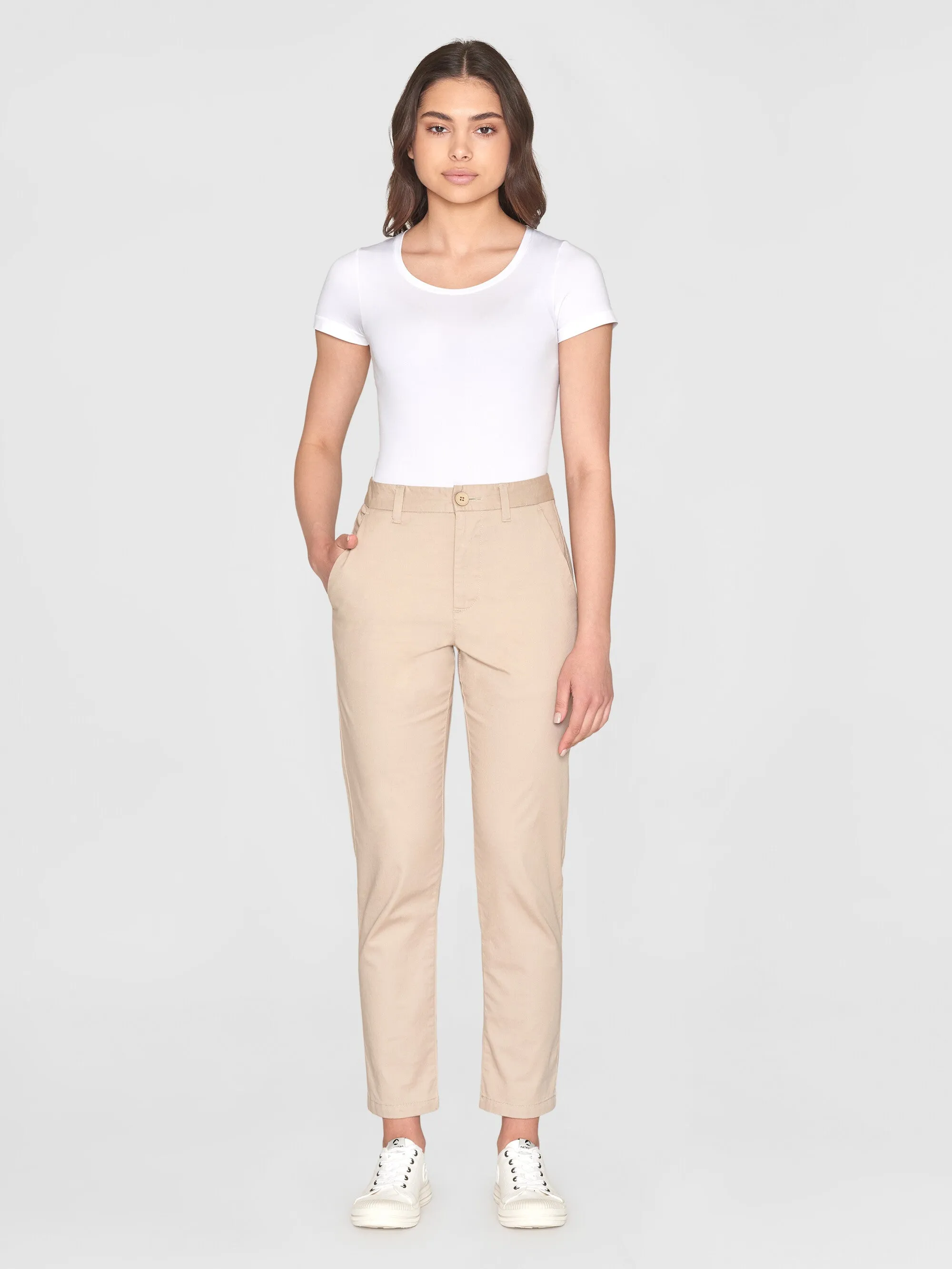 WILLOW regular cropped poplin chino - Light feather gray